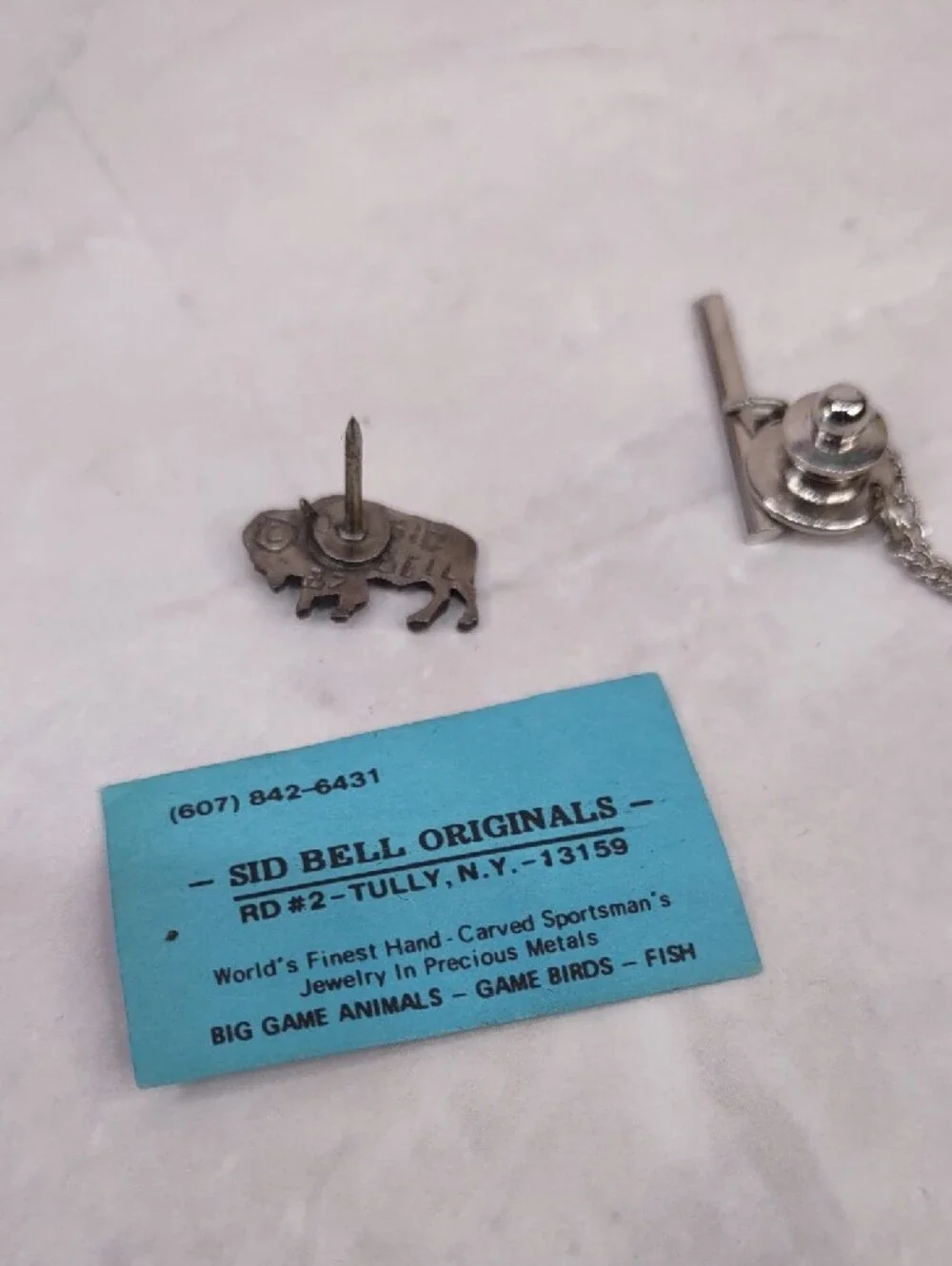 Vintage Sid Bell Sterling Silver Buffalo Tie Tac/Lapel Pin